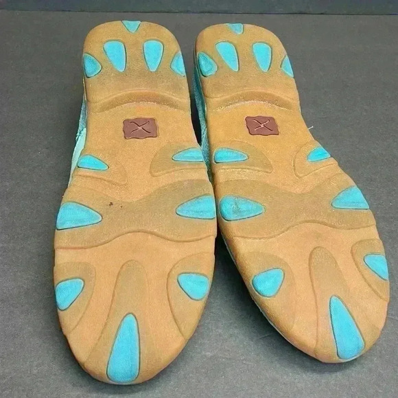 Twisted X Driving Moccasin Women's Patchwork Blue Suede Leather Slip On size 10m - Picture 8 of 8